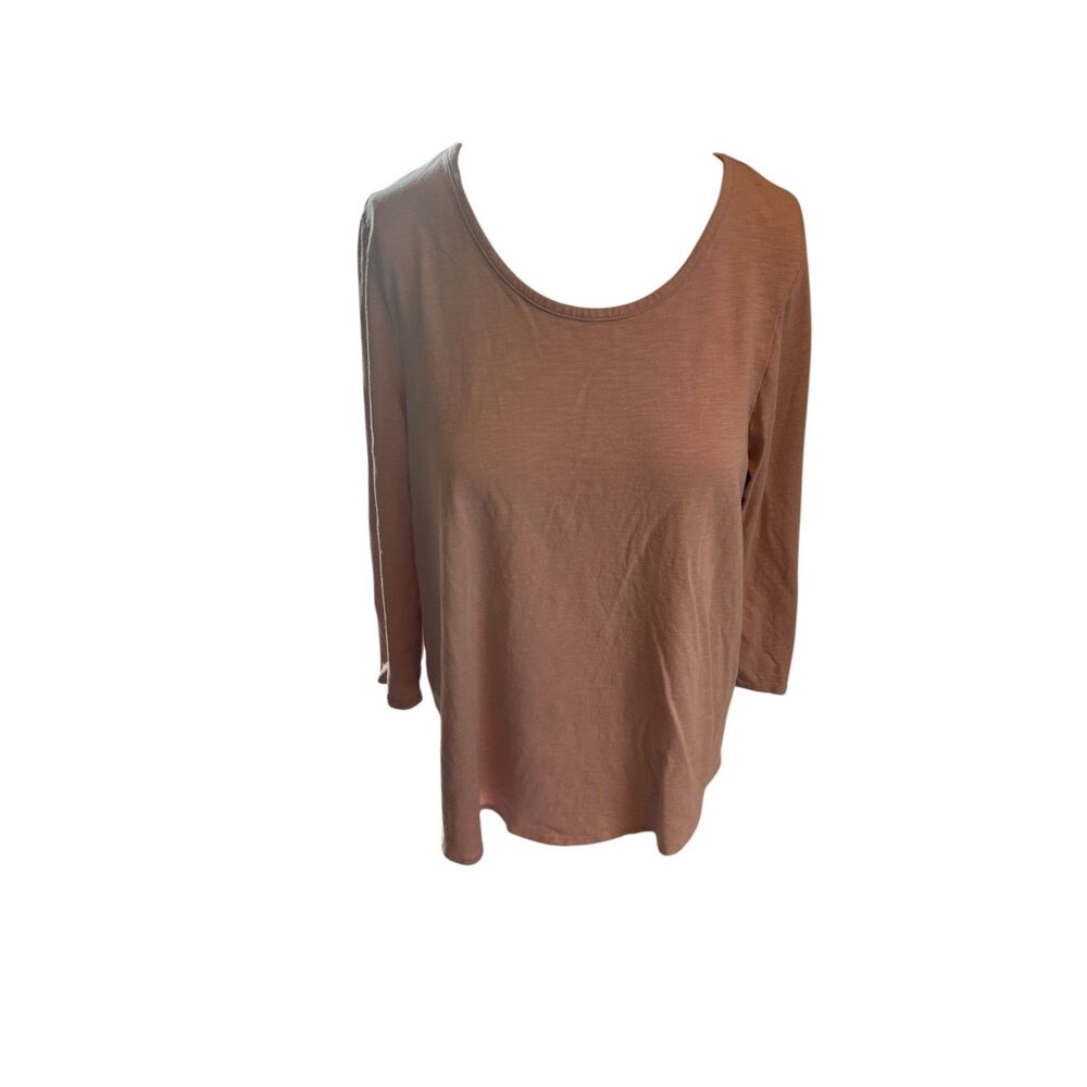 Max Studio Top for Women Sz L Round Neck 3/4 Sleeves Pink